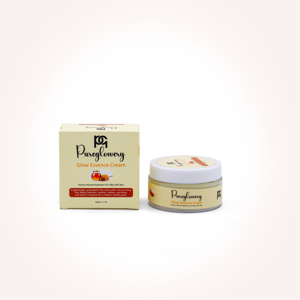 CREAM GLOW ESSENCE WITH HONEY - Cleanse your face thoroughly and pat dry. Take a small amount of the Glow Essence Cream. Gently apply it to your face and neck in circular motions. Massage until fully absorbed into the skin. Use twice daily for best results, morning and night.