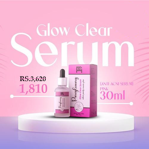 GLOW CLEAR SERUM (ANTI ACNE)  - For best results, use Glow Clear Serum twice a day as part of your daily skincare routine. Wash your face with cold water and pat dry, then apply a small amount of Glow Clear Serum to the face, hands, and neck using a dropper. Rub gently on the skin until the serum is completely absorbed. AcneT, Tea Tree Oil, Goji Berry Oil, Aloe Vera, Hyaluronic Acid, Cellulose,Propylene