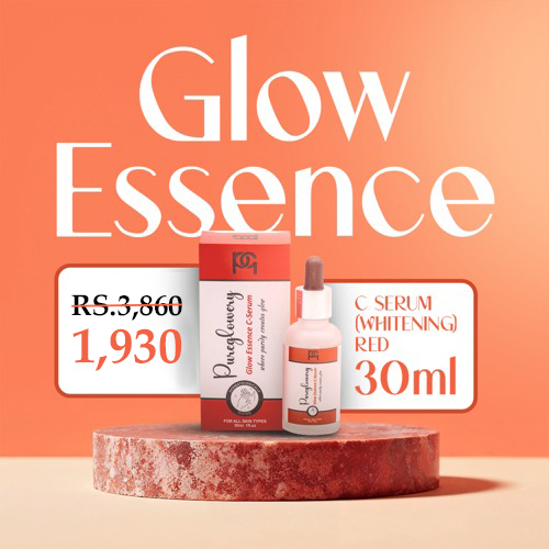 GLOW ESSENCE C SERUM (WHITENING)  - Apply a few drops onto cleansed skin, morning and night. Gently massage until fully absorbed. Vitamin C, Alpha-Arbutin, Hyaluronic Acid, Kojic Acid, Niacinamide, Licorice Extract
