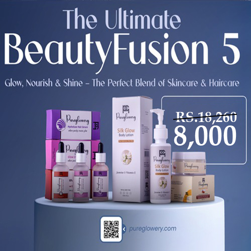 The Ultimate BeautyFusion 5 - Our skincare and haircare solutions nourish, protect, and rejuvenate for a healthy, radiant look. Designed for hydration, brightening, acne control, and deep nourishment, they absorb quickly for visible results. Simply apply to cleansed skin or hair, massage gently, and use daily for lasting hydration and protection. Suitable for all skin and hair types. 